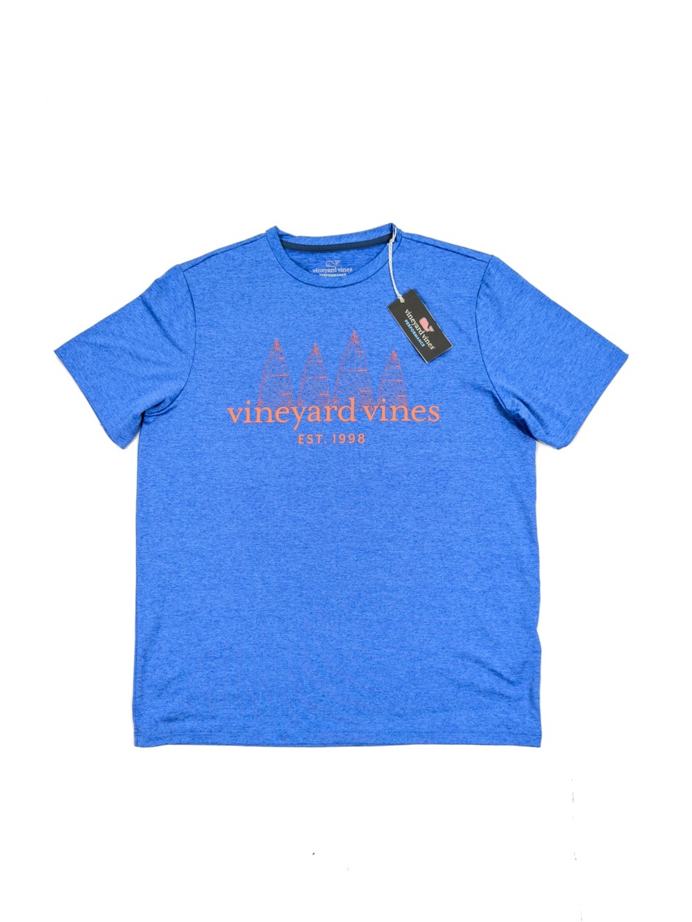 Vineyard Vines Performance Racing Sails Sur Tee Men’s M Sapphire Heather NWT
